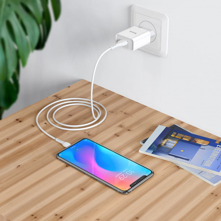 Зарядное устройство HOCO C81A Asombroso single, 2.1A, белый, кабель micro USB