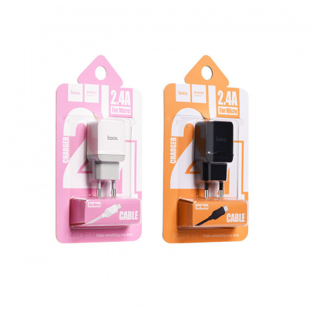 Комплект зарядки Micro USB Hoco C22A, 1 USB, 2.4А, белый