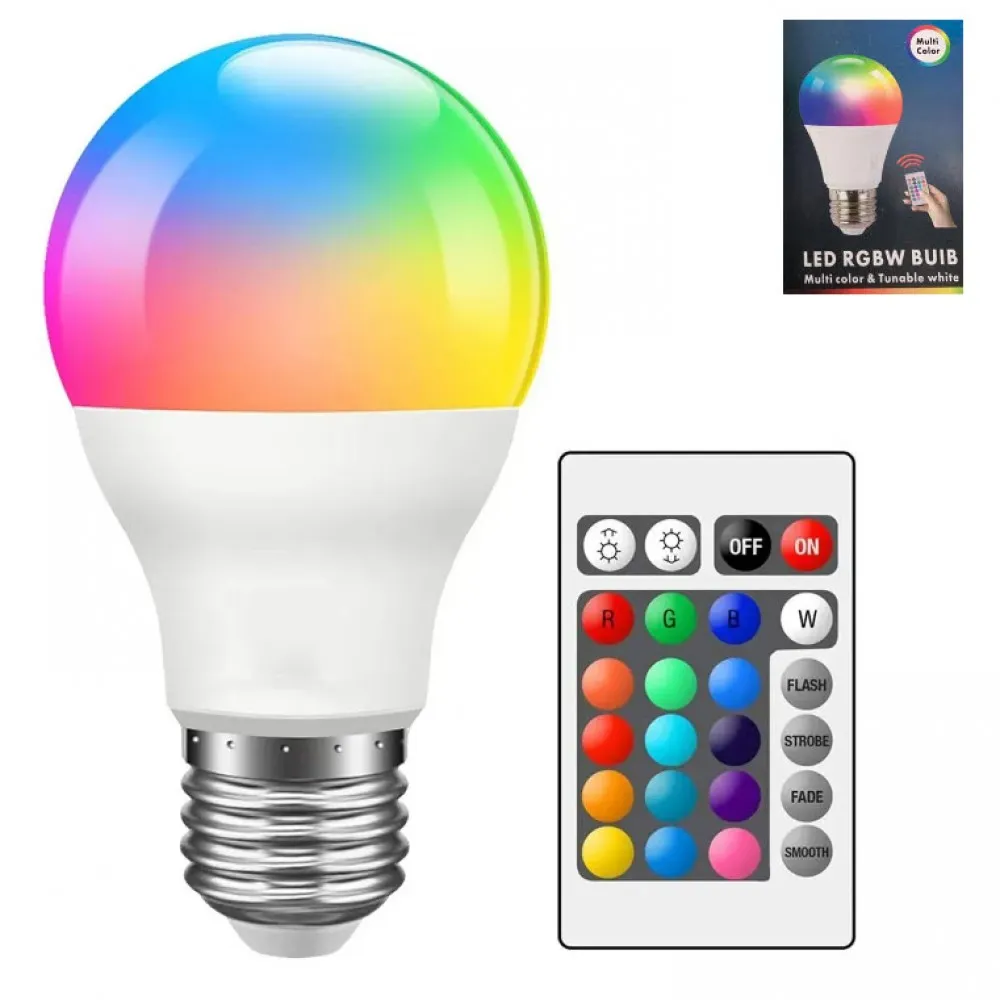 Умная светодиодная лампа с пультом LED RGB BULB